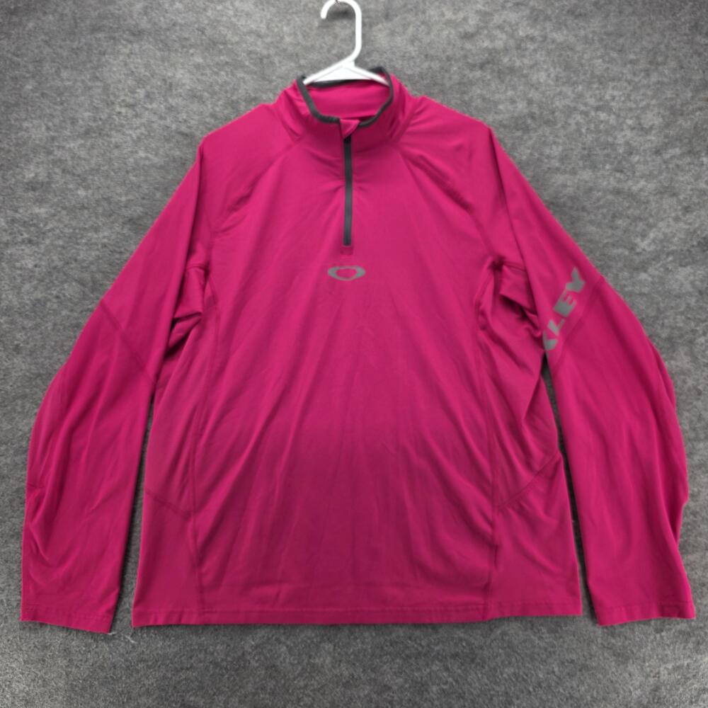 Oakley Pullover Mens L Pink Long Sleeve 1/4 Zip Mock Neck Ohydrolix Athletic